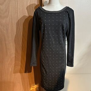 Beige by ECI charcoal Long Sleeve Studded Dress